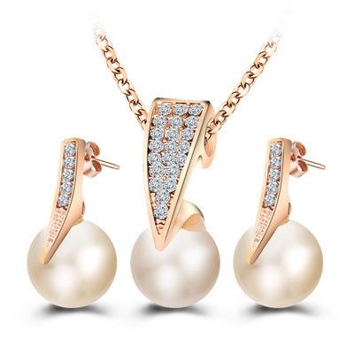 Faux Pearl & Crystal Water Wave Necklace Set