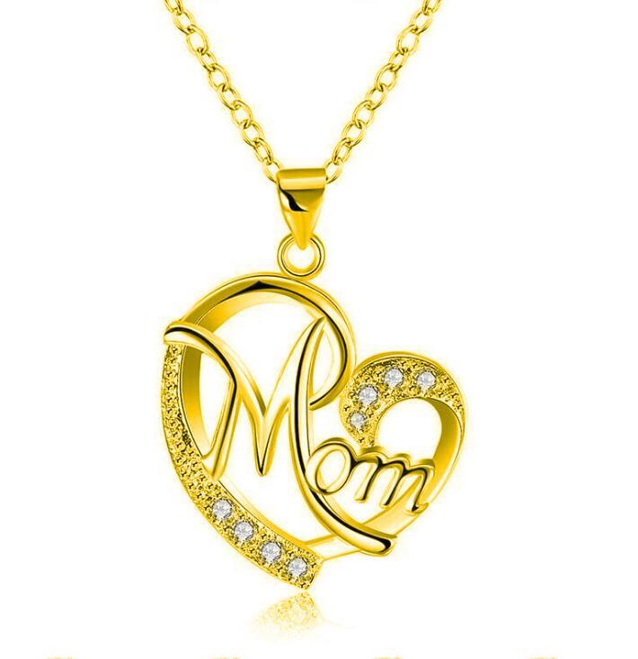 European And American Women's Necklaces Mom Color Separation Heart-shaped Diamonds Wish Explosive Mother' Day Gifts Across The Border