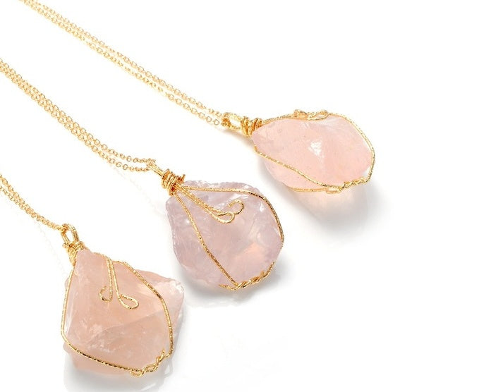 Natural Irregular Crystal Rough Necklace - Unique Stone Pendant