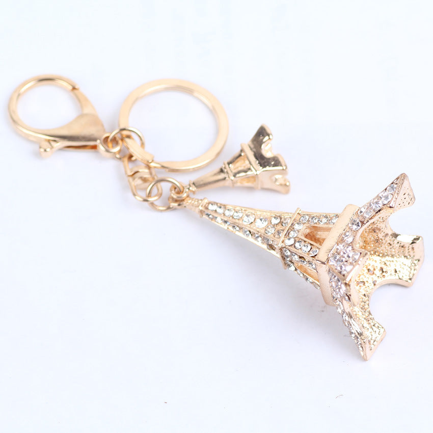 Fashion Crystal Eiffel Tower Pendant Keychain