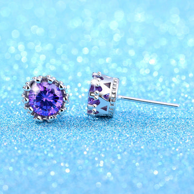 Diamond Zircon Crown Stud Earrings