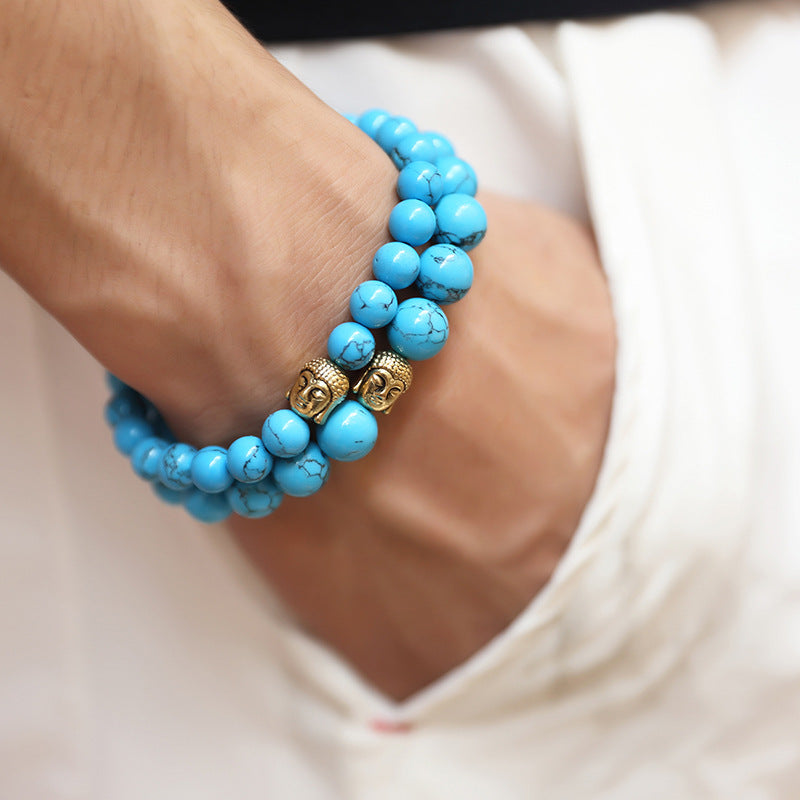 Buddha head stone hip hop bracelet