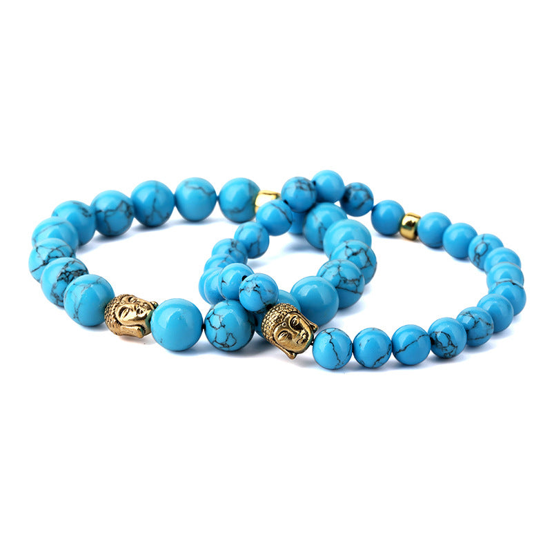 Buddha head stone hip hop bracelet