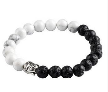 Europe and the United States fashion lava rock natural stone Buddha head Golden Buddha men and women bracelet