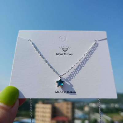 Blue Five-pointed Star Ear Buckle Clavicle Chain