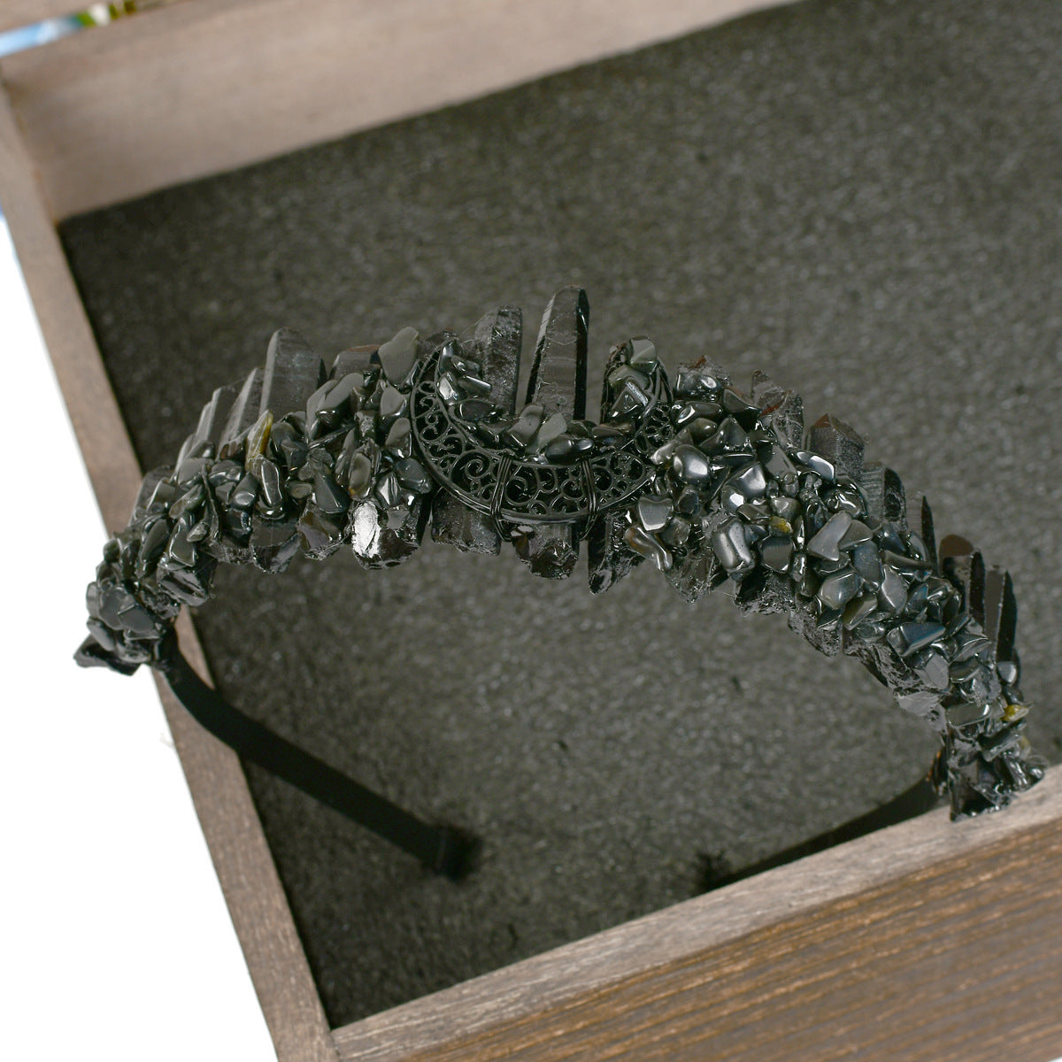 Black Crystal Witch Crown Headband Obsidian