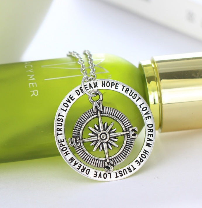Love Hope Faith Dream Compass Pendant Necklace