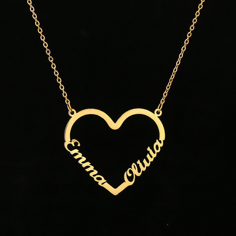 Fashion Custom Stainless Steel Name Heart Necklace for Women Personalized Letter Gold Choker Necklace Gift