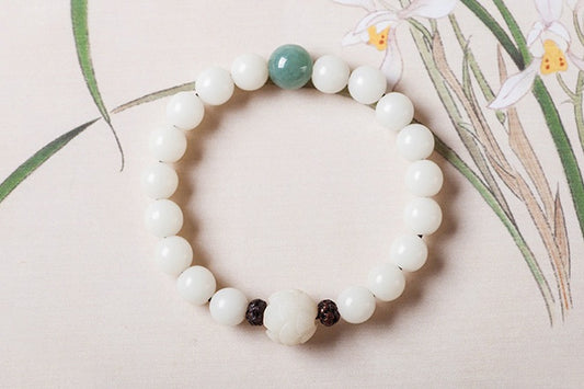 Natural white jade Bodhi bracelets beads bracelets women's simple Bodhi bracelets transfer beads