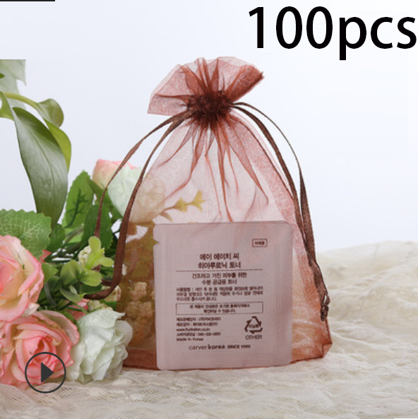 Pure Color Candy Packaging Bag Drawstring Bag Jewelry Camphor Wood Bead Mesh Bag