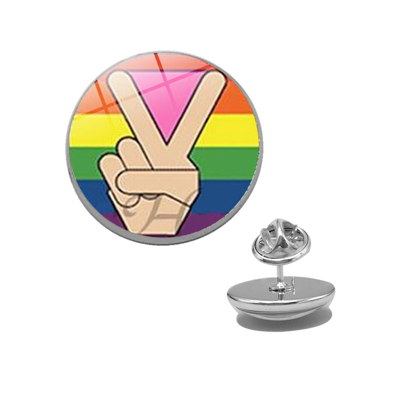 LGBT Pride Rainbow Glass Brooches Pins Lesbians Gays Bisexuals Transgender Round Badge Lapel Pin Jewelry