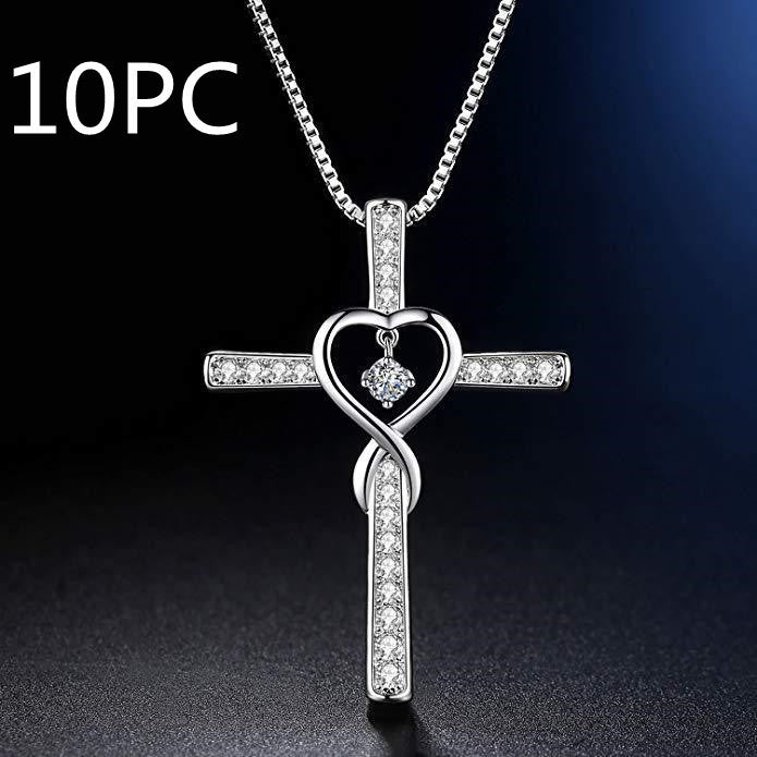 Infinity Love Christian Cross Birthstone Pendant Necklace