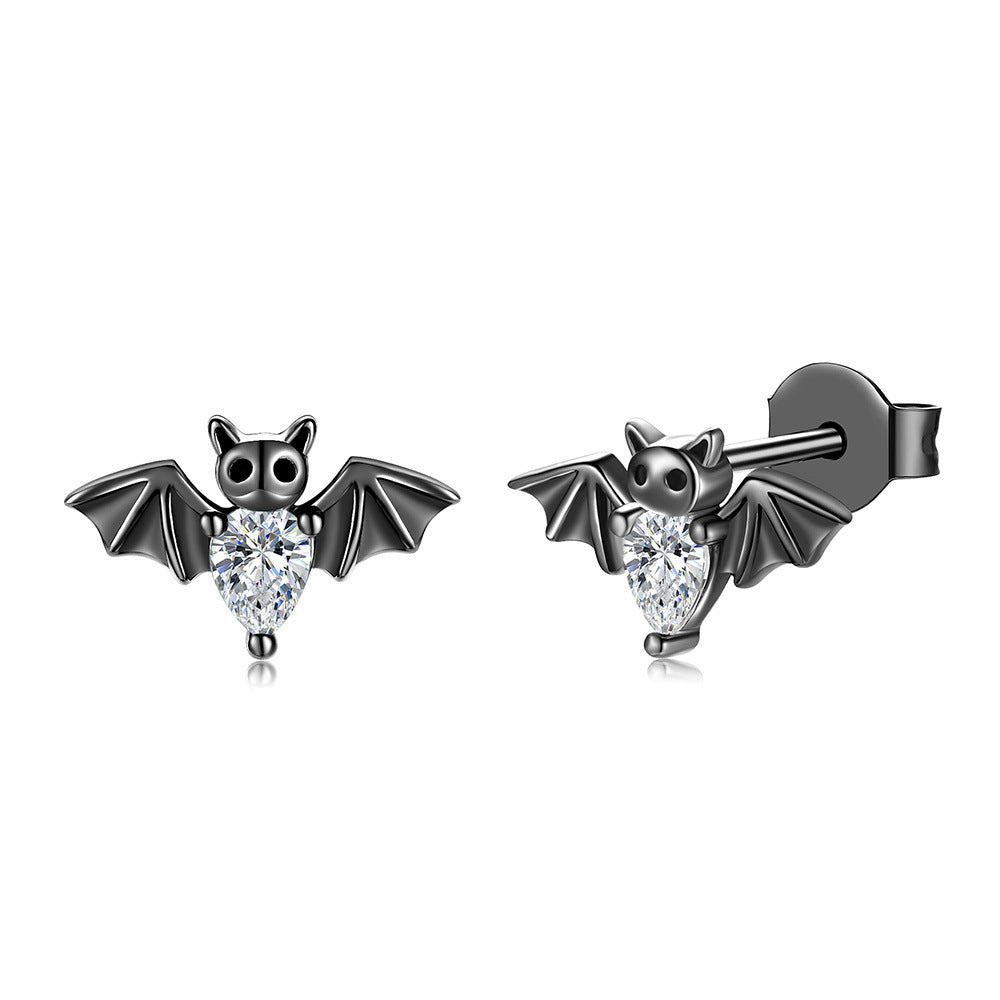 Black Vampire Gothic Bat Stud Earrings European And American Halloween Accessories