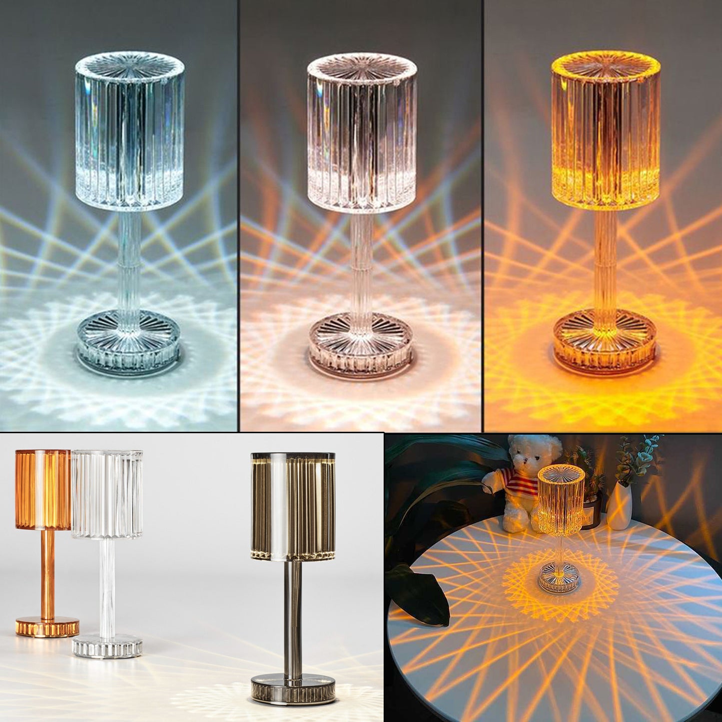 Elegant Crystal Table Lamp with Touch Control & Dimmable LED