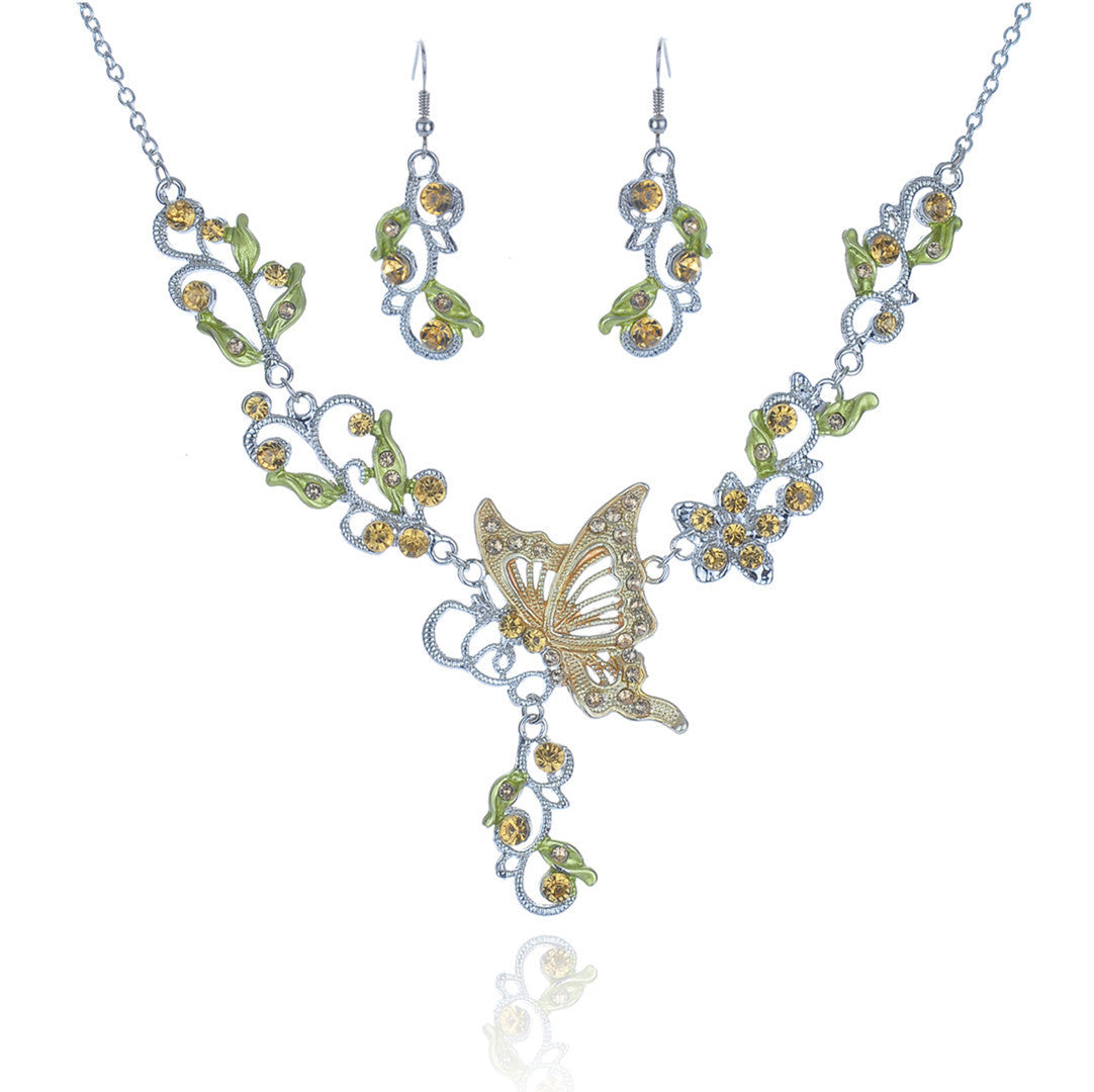 Dielian Flower Necklace Jewelry Set