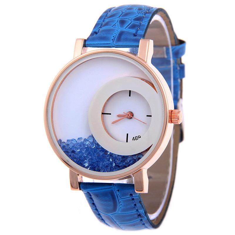 Amazon Explosion Brand, Europe And America Hot Fashion Quartz Watches 489 Full Drilling Quicksand Female Watches Female