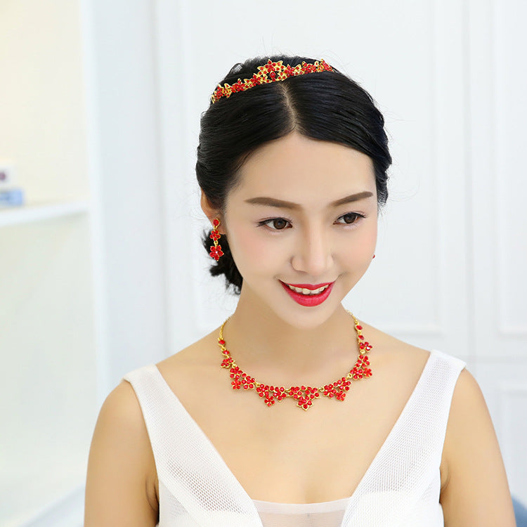 Direct supply of Korean crystal necklace, two sets of bridal jewelry set, fast selling pass for special purpose