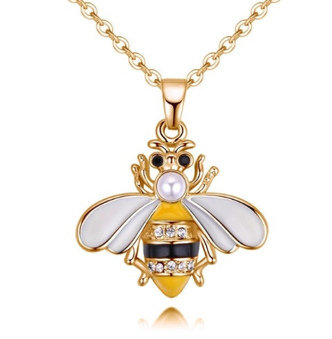 Cute Drop Oil Studded Bee Pendant