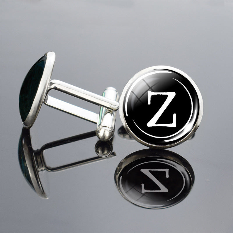 Twenty-six English alphabet cufflinks metal