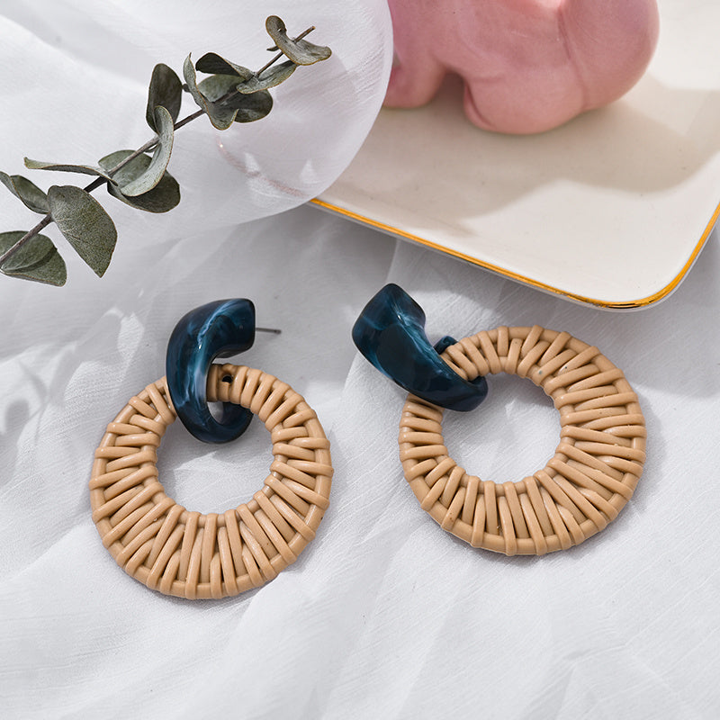 Vibrant Azure Bamboo Hoops