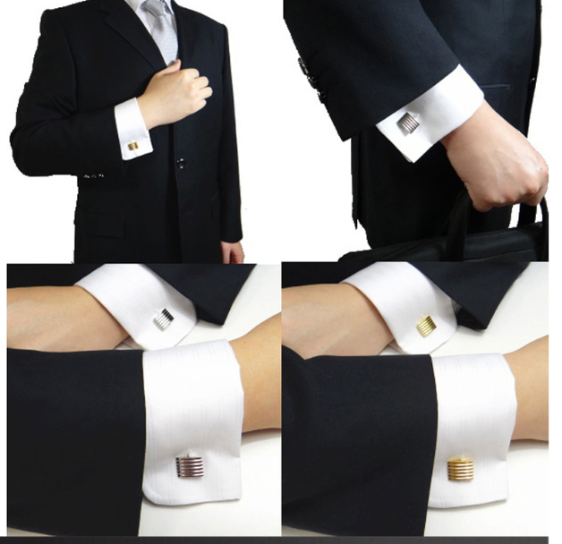 Fashionable Men's French Cufflinks Laser Metal