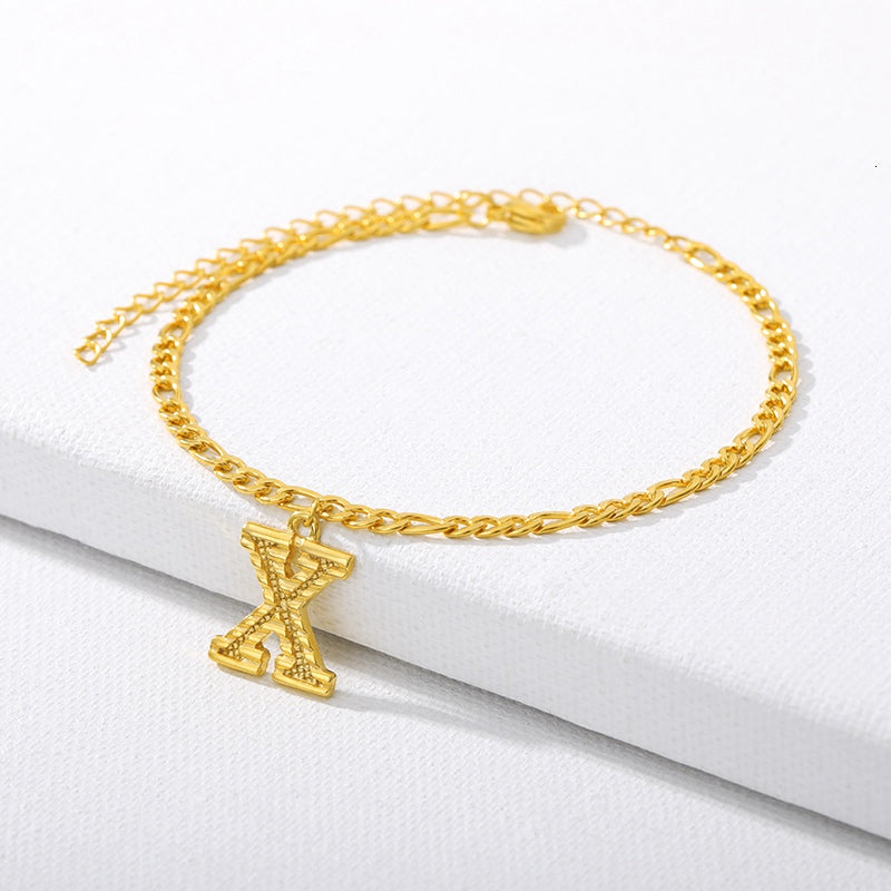 Initial Gold Letter Anklet Alphabet Pendants Jewelry