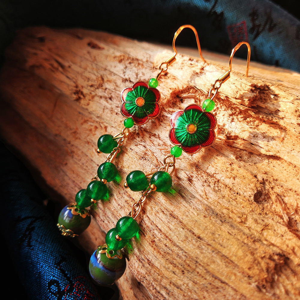 New Product Earrings Ceramic With Chalcedony Cloisonne Ethnic Jewelry Accessories