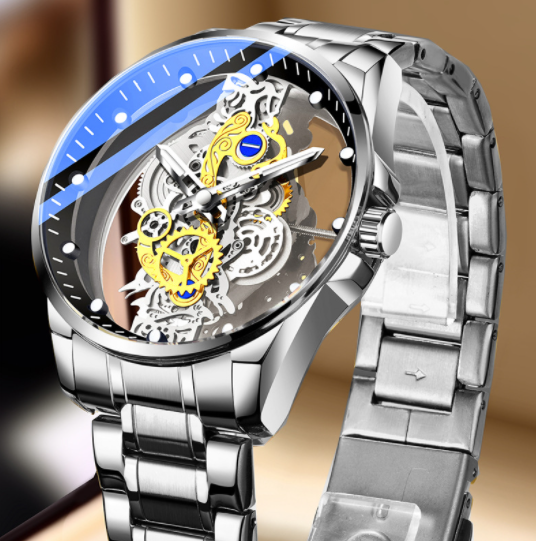 Men Watch Skeleton Automatic Quartz Watch Gold Skeleton Vintage Man Watch Mens Watches Top Brand Luxury