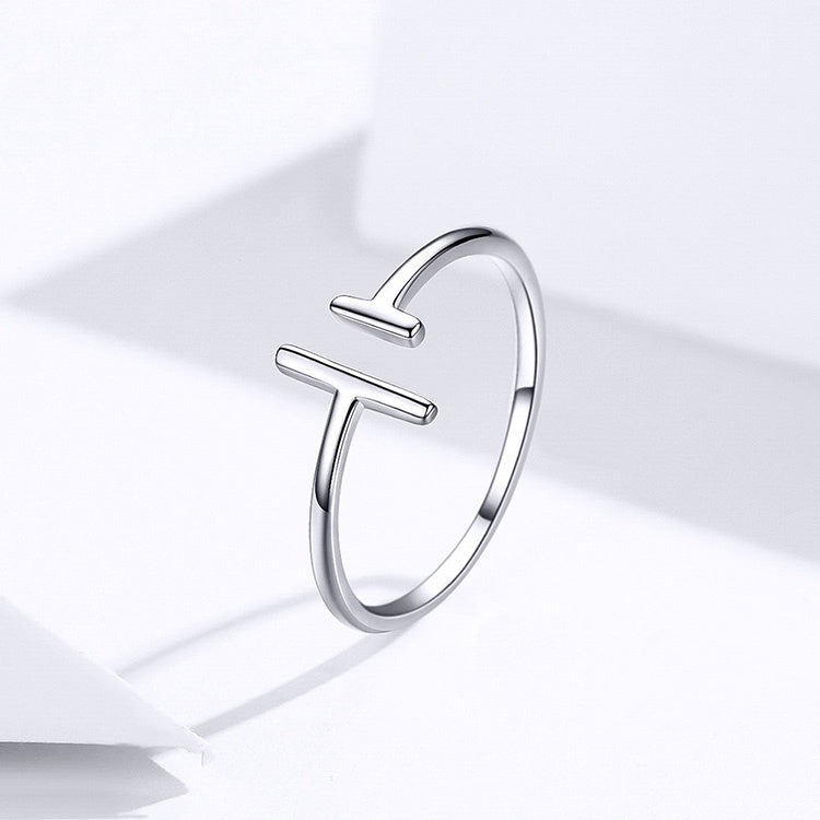 Parallel line ring S925 white gold plated ring