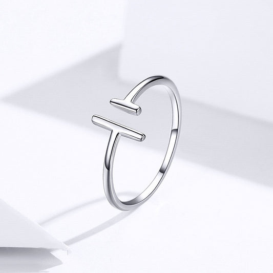 Parallel line ring S925 white gold plated ring