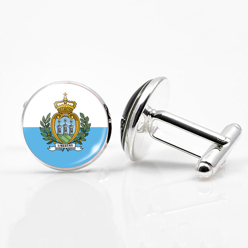 National Flags of the World Series Time Gem Cufflinks Jewelry