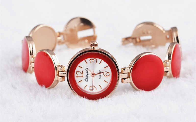 Women Watch Ladies Nobler Fashion Casual 5 Colors Wafer Design Round Dial Bracelet Watch Mujor Quartz Wristwatch Female Relojes