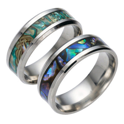 Titanium steel color shell ring high-end ring men's men's men's new personality gift Europe and the United States explosion factory