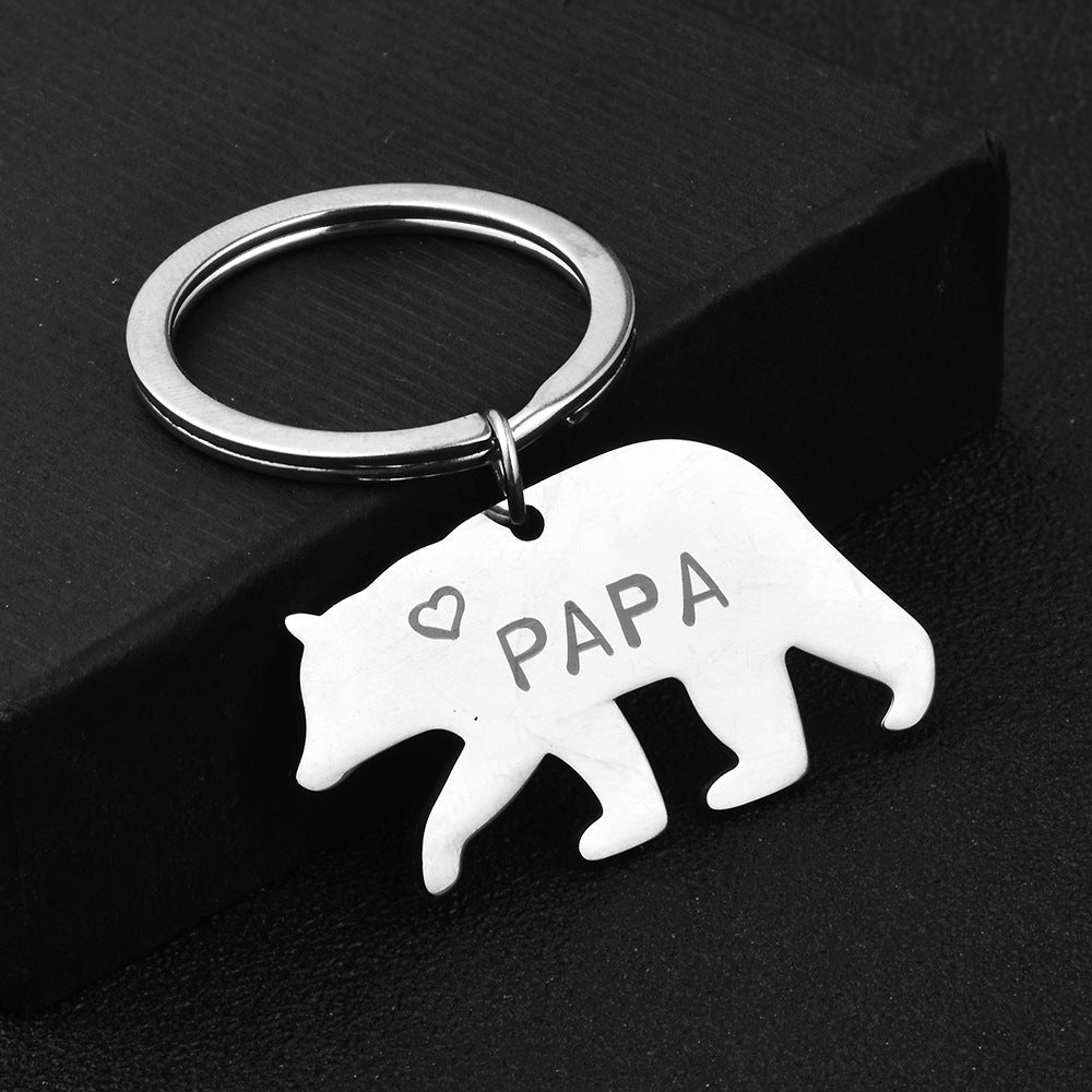 Stainless Steel PAPA Cute Bear Father's Day Gift