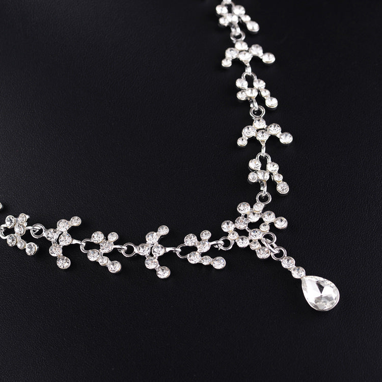 Korean Female Wedding Diamond Necklace Earrings Set Drop Bride Jewelry Wholesale Supply Of Foreign Hot Money