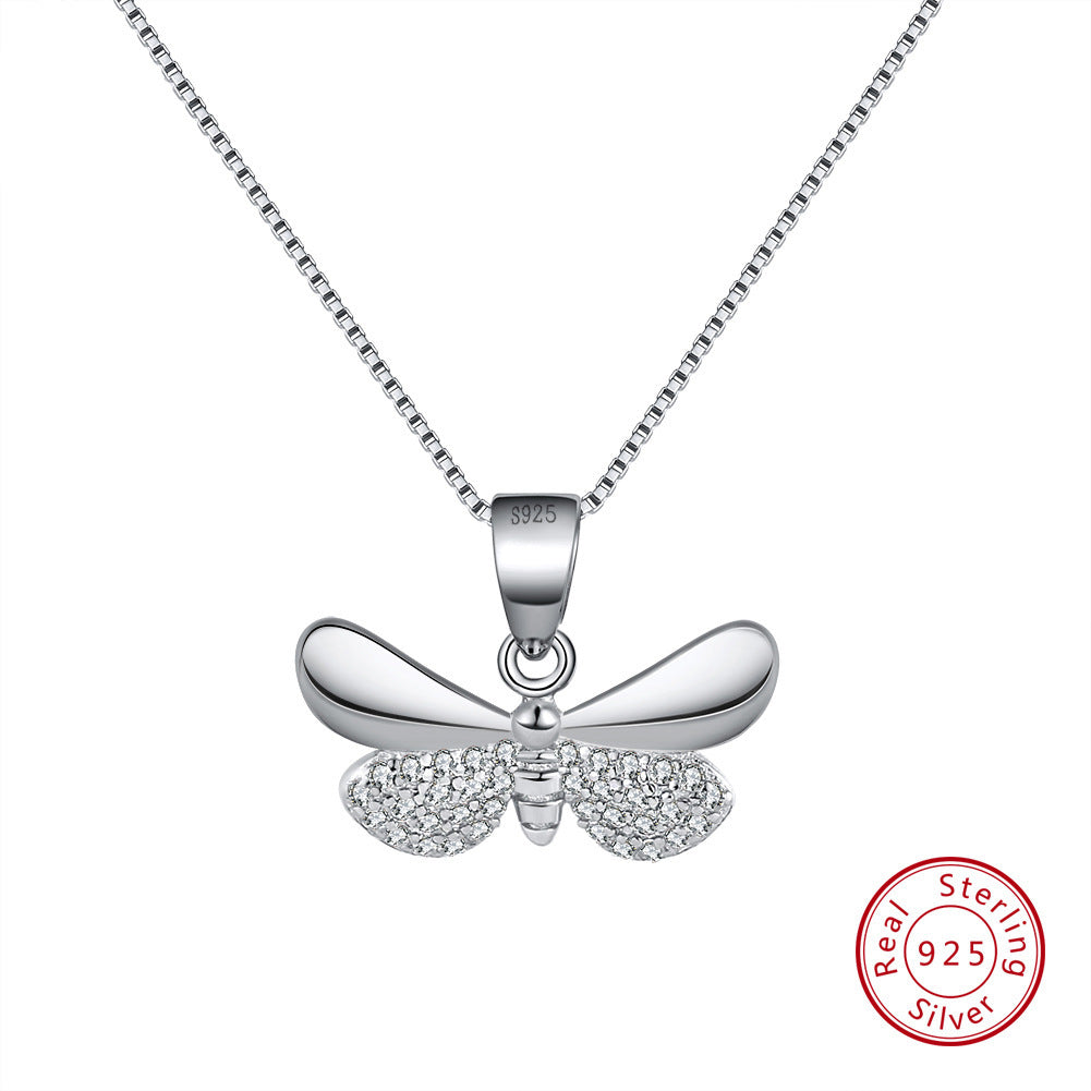 S925 Sterling Silver Temperamental Butterfly Zircon Necklace