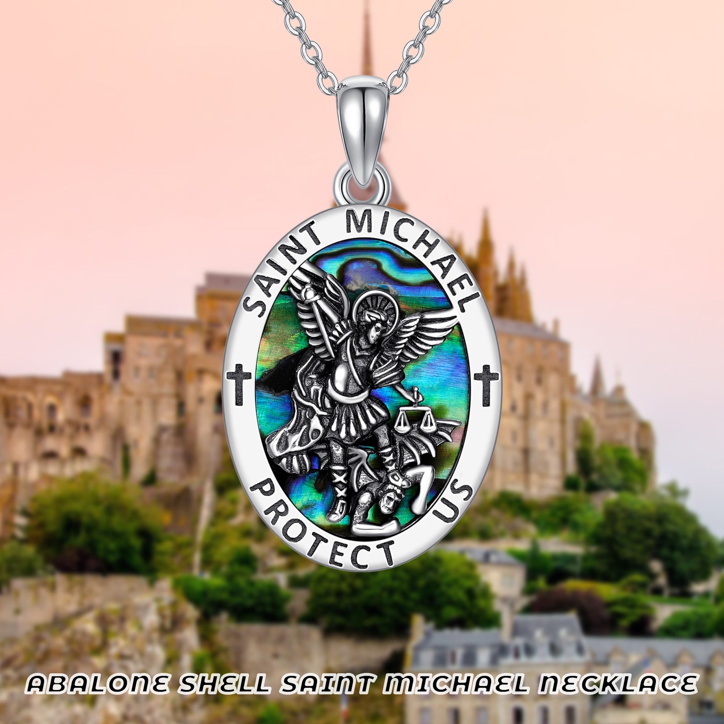 sterling silver  jewelry saint michael coin medal pendant ion jewelry for men