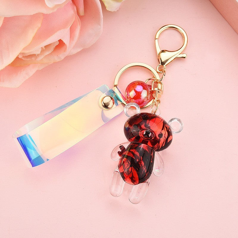 Acrylic Oil-filled Bear Keychain