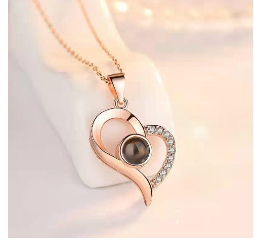 Eternal Rose & Crystal Pendant Necklace Jewelry Box Set - Valentine's Day Gift