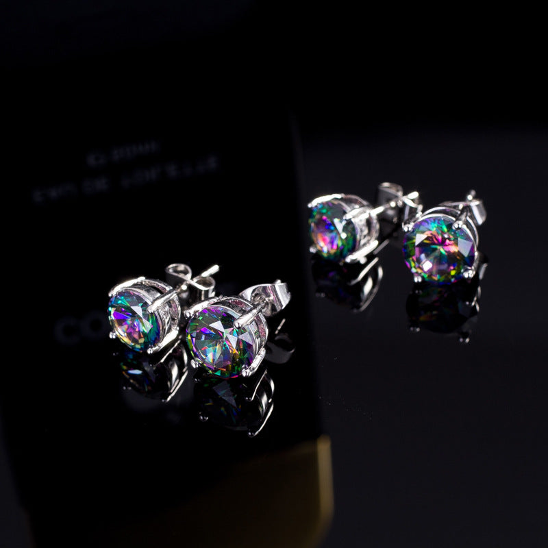 Colorful zircon earrings