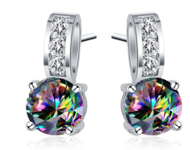 Glamorous Rainbow Mystic Cubic Zircon Silver Color Jewelry Sets