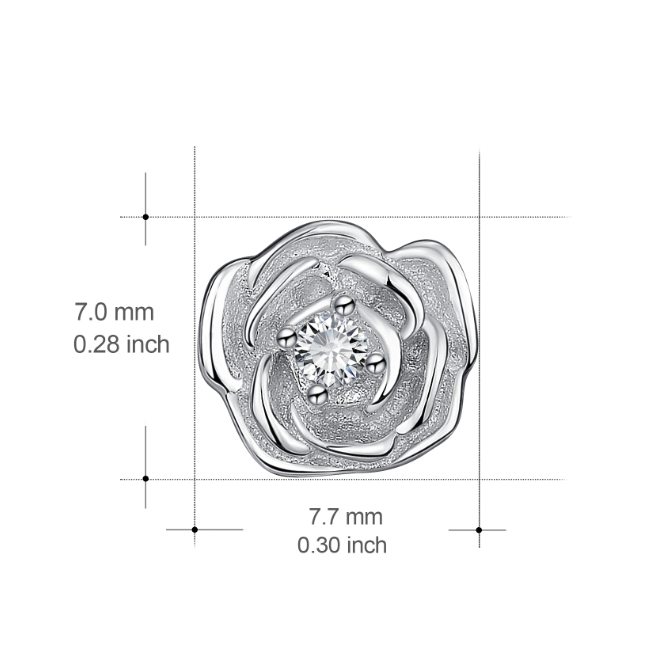 925 Silver Rose Shape Ear Stud