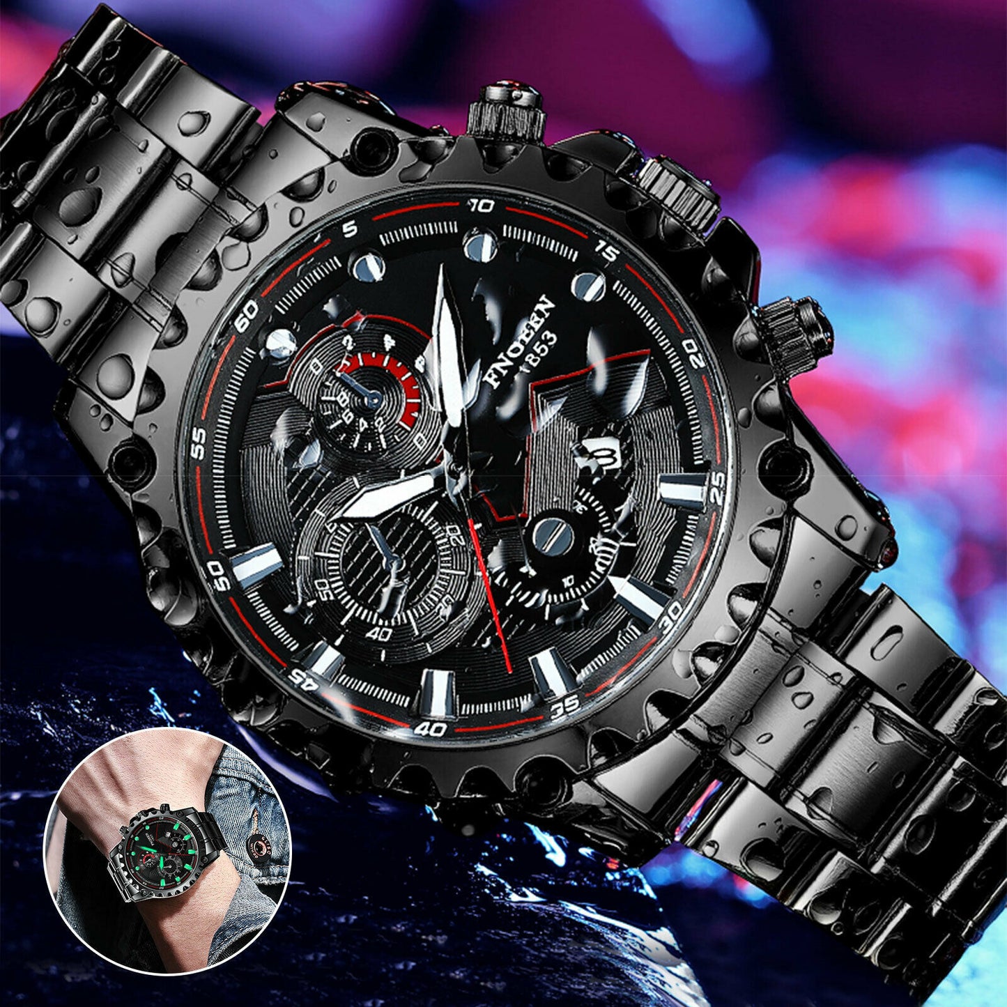 Men's Classic Stainless Steel Quartz Luminous Watch Luxury Wristwatch For MEN