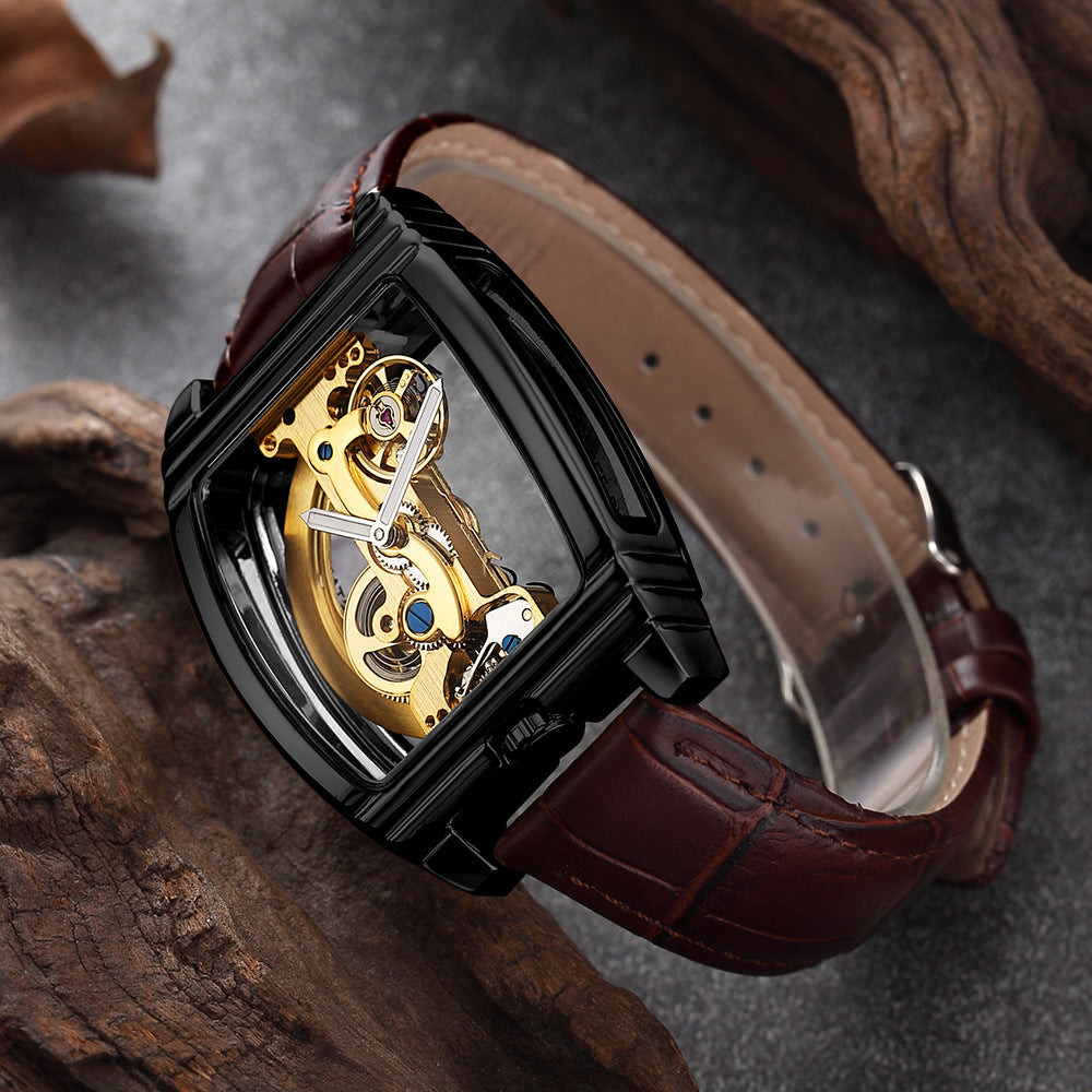 SHENHUA barrel-shaped double-sided hollow automatic mechanical watch