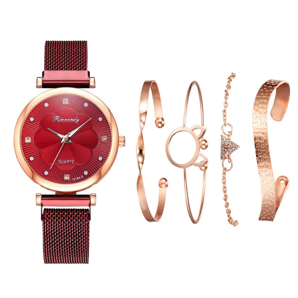 Net belt magnet quartz watch bracelet  5pcs/set