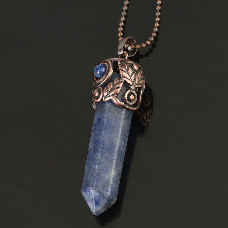 Natural Crystal Hexagon Post Pendant