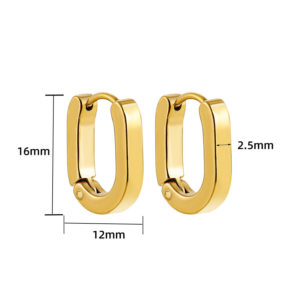 U-shaped Oval Stainless Steel Earring Geometry