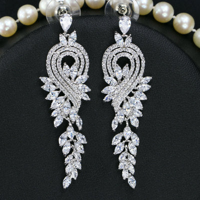 18K gold plated long tassel earrings AAA zircon enamel diamond earrings earrings