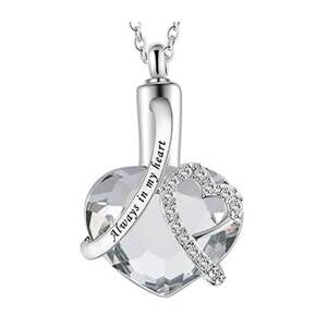 Heart-shaped urn pendant always in my heart perfume bottle