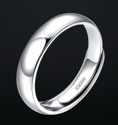 Glossy Simple Men's Silver Ring - Pure S990 Sterling Silver